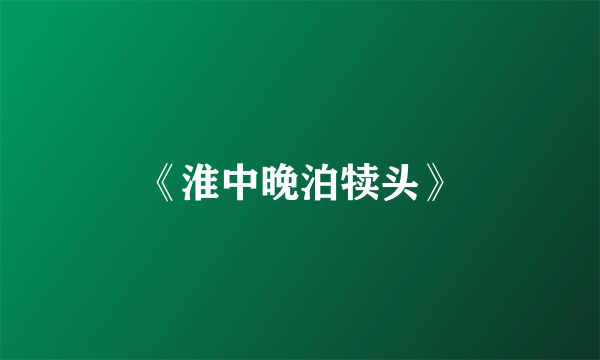 《淮中晚泊犊头》