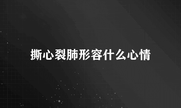 撕心裂肺形容什么心情