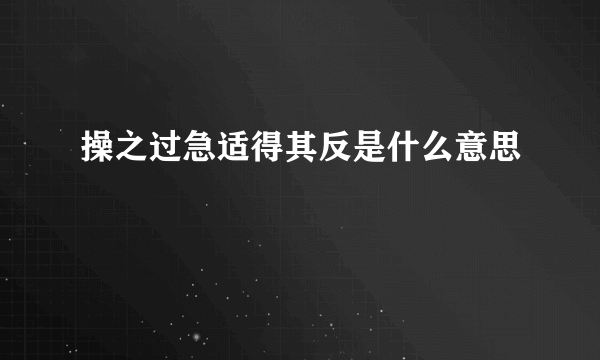 操之过急适得其反是什么意思
