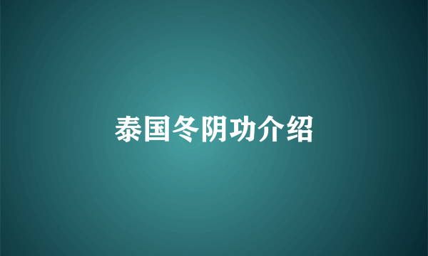 泰国冬阴功介绍