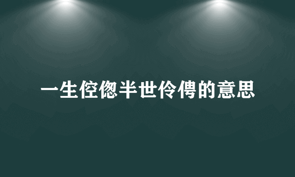 一生倥偬半世伶俜的意思