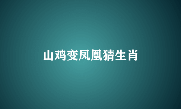 山鸡变凤凰猜生肖