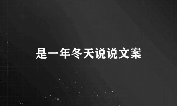 是一年冬天说说文案