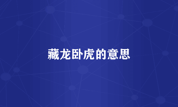 藏龙卧虎的意思