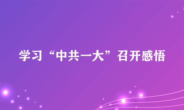 学习“中共一大”召开感悟
