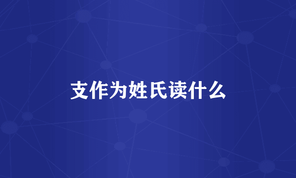 支作为姓氏读什么