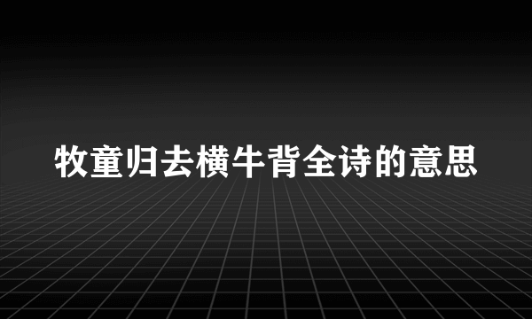 牧童归去横牛背全诗的意思
