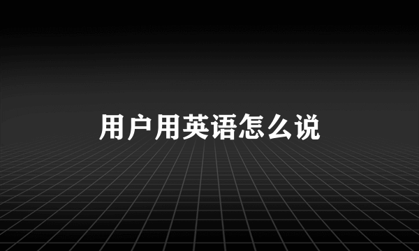 用户用英语怎么说