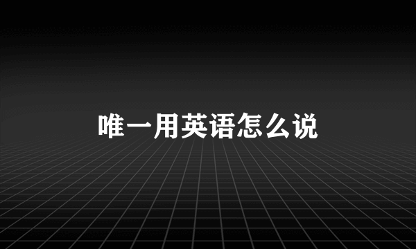 唯一用英语怎么说
