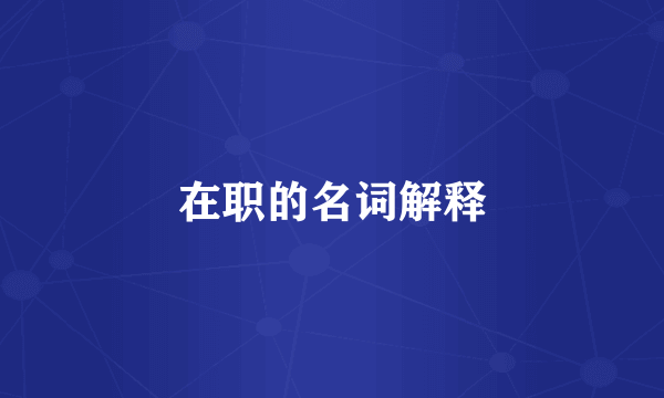 在职的名词解释