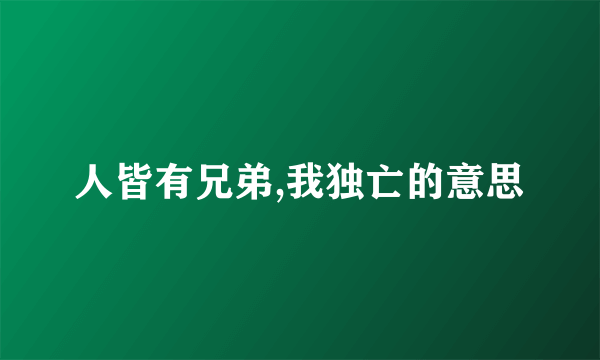 人皆有兄弟,我独亡的意思