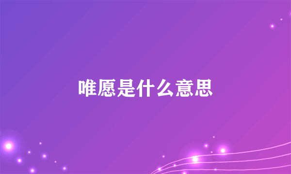 唯愿是什么意思