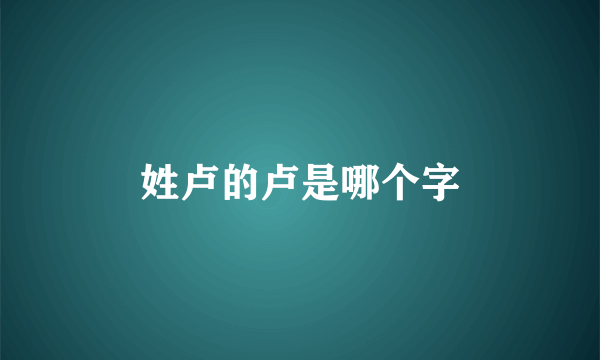 姓卢的卢是哪个字