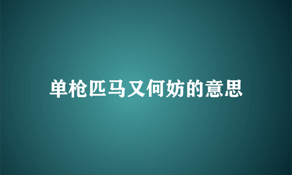 单枪匹马又何妨的意思