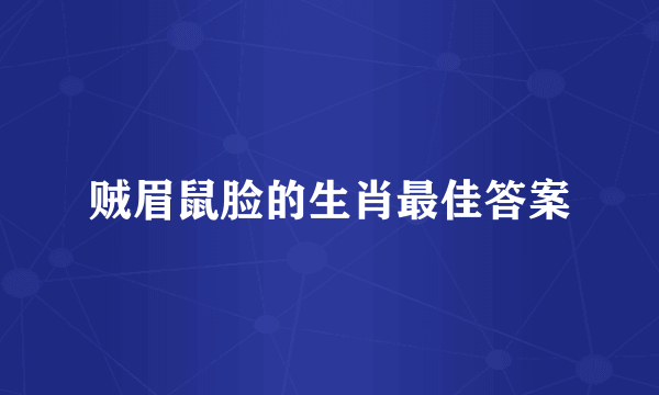 贼眉鼠脸的生肖最佳答案