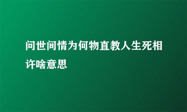 问世间情为何物直教人生死相许啥意思