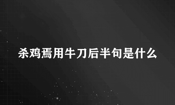 杀鸡焉用牛刀后半句是什么