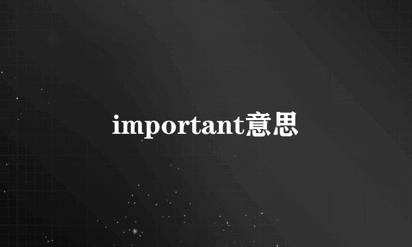 important意思
