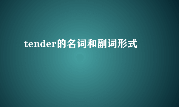 tender的名词和副词形式