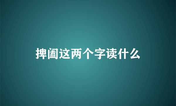 捭阖这两个字读什么