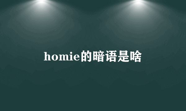 homie的暗语是啥