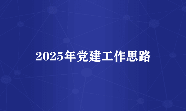 2025年党建工作思路