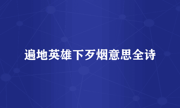 遍地英雄下歹烟意思全诗