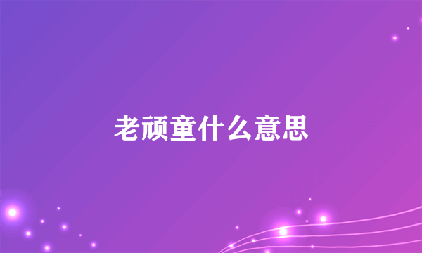 老顽童什么意思