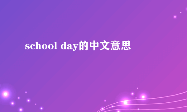 school day的中文意思