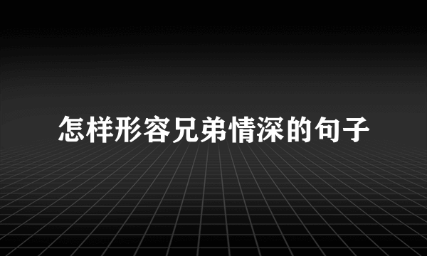 怎样形容兄弟情深的句子