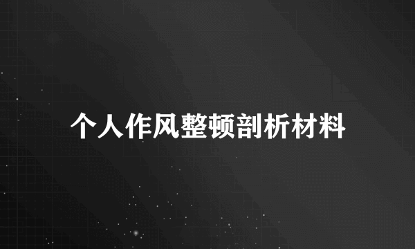 个人作风整顿剖析材料