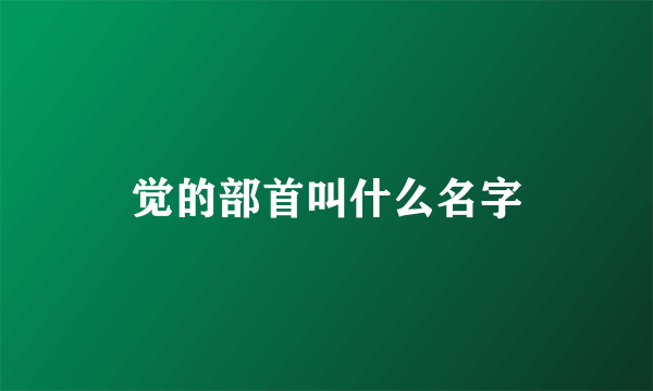 觉的部首叫什么名字