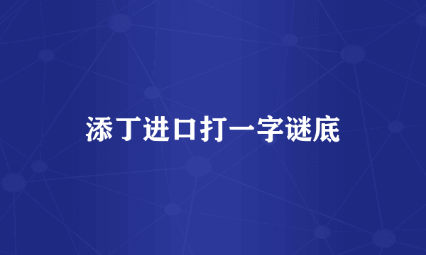 添丁进口打一字谜底