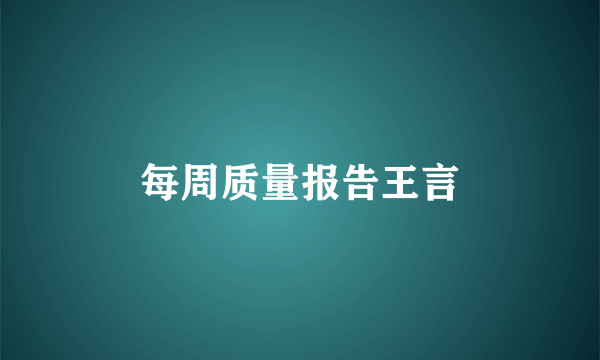 每周质量报告王言