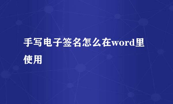 手写电子签名怎么在word里使用