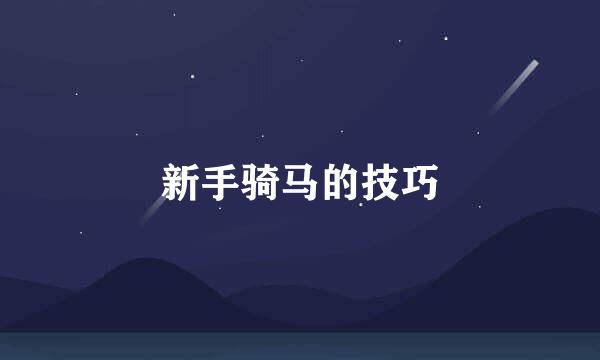 新手骑马的技巧
