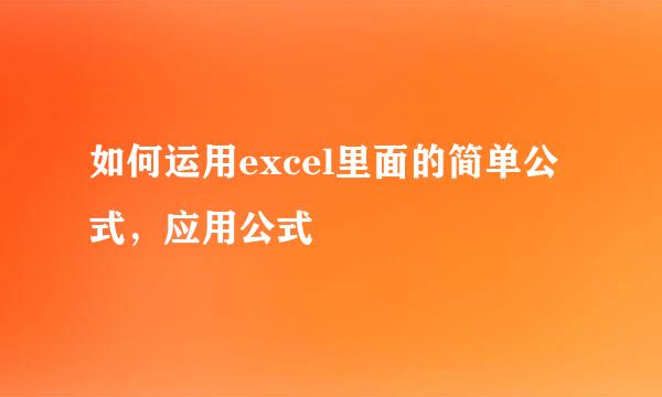 如何运用excel里面的简单公式，应用公式
