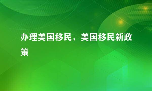 办理美国移民，美国移民新政策