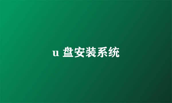 u 盘安装系统