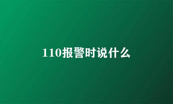 110报警时说什么