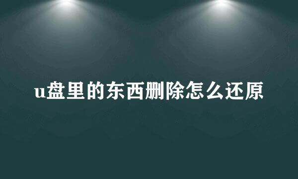 u盘里的东西删除怎么还原