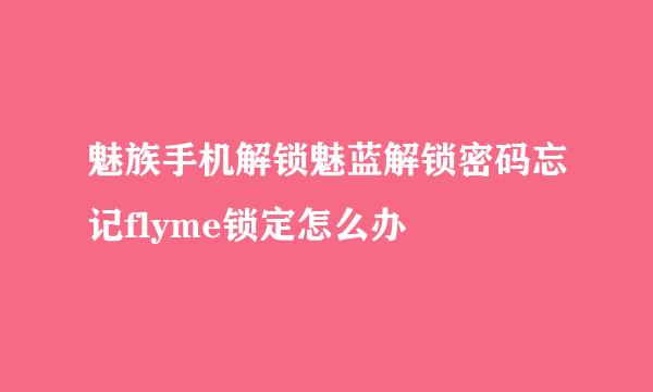 魅族手机解锁魅蓝解锁密码忘记flyme锁定怎么办