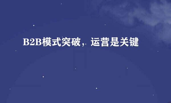 B2B模式突破，运营是关键
