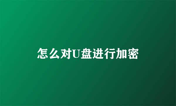 怎么对U盘进行加密