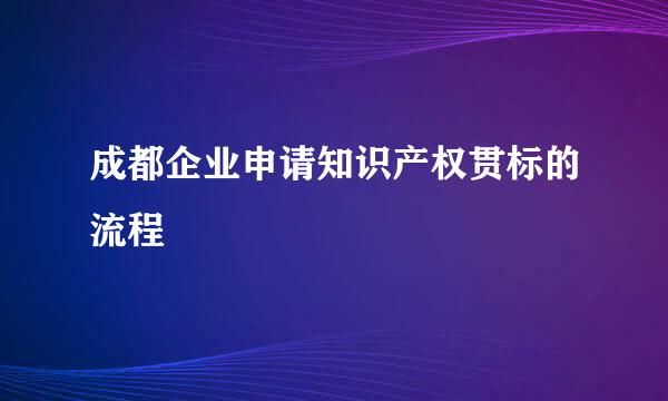 成都企业申请知识产权贯标的流程