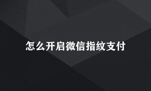 怎么开启微信指纹支付