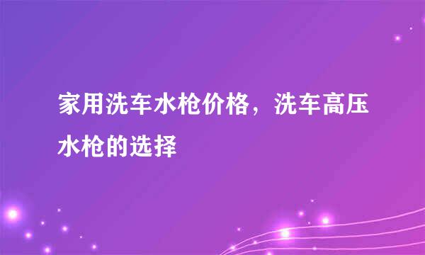 家用洗车水枪价格，洗车高压水枪的选择