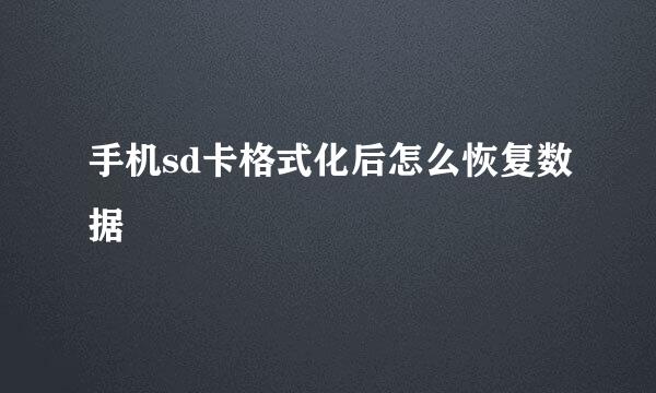 手机sd卡格式化后怎么恢复数据