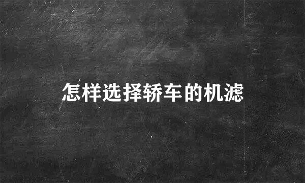 怎样选择轿车的机滤