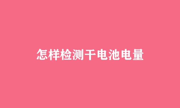 怎样检测干电池电量